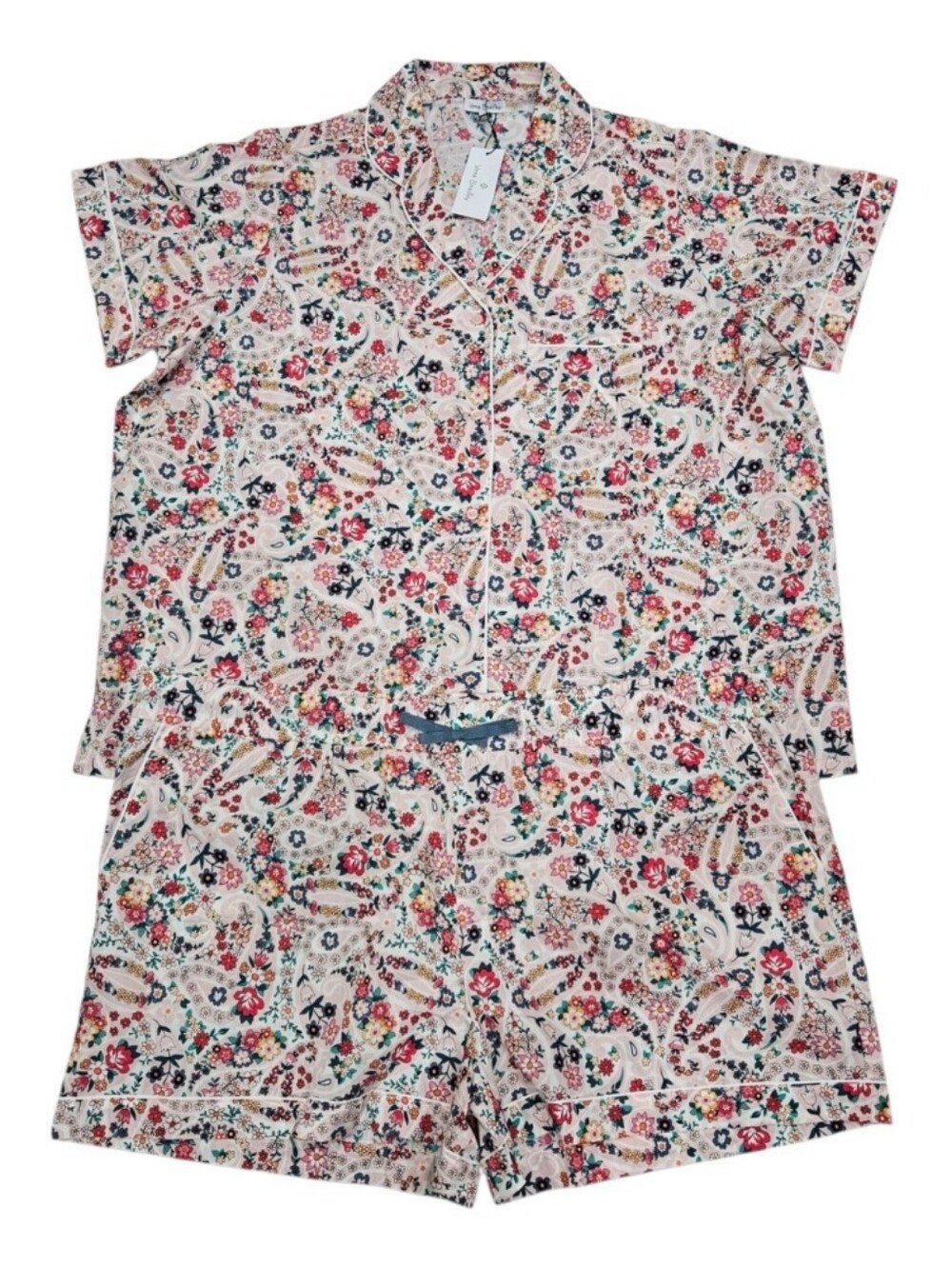 Vera Bradley Prairie Paisley Pajamas Set Button Up Shirt Shorts 3XL Cotton NWT
